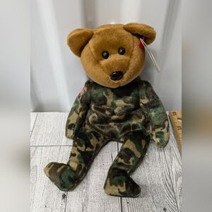 Ty hero Camouflage Bear with Brown Head and Green Body
